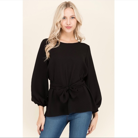 Black front bow blouse - Picture 2 of 4